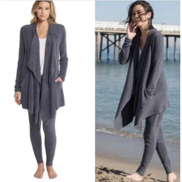 Barefoot Dreams Sweaters - BAREFOT DREAMS Cozychic Lite Women’s Grey Open Front Cardigan Style # 903 SM